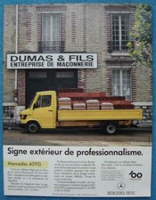 Publicité Papier - Véhicule Utilitaire Mercedes 409 D De 1986