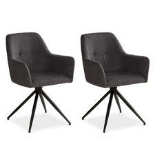 Chaise de Salle à Manger 2 Chaises Velours Gris Fauteuil Pivotante Homestyle4u