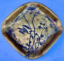 sculpture vide poche cendrier bronze massif années 60 design botanique - vintage