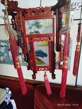 LANTERNE CHINOISE ANCIENNE VERRES PEINTS ( GRAND MODÈLE  ) H 50x 39cm