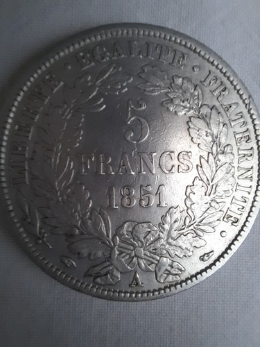 Francs argent 1851 monnaie - 5,
