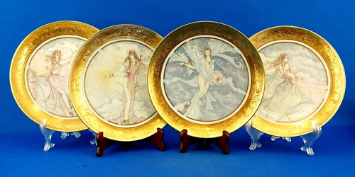 Assiettes porcelaine dame - porcelaine, or,