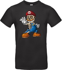 Tee Shirt Noir 100% coton manches courtes - Mario Squelette 
