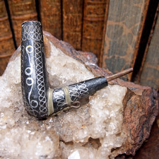 PIPE DE COLLECTION  AFRICAINE EN BOIS AVEC FILETS D'ARGENT