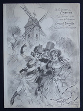 Menu du Cornet 1956 Montmartre Lithographie Marcel BLOCH F Gregh Académie signé