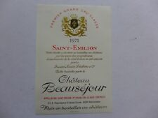 étiquette VIN  CHÂTEAU BEAUSEJOUR  1971  SAINT-EMILION  1er grand cru classé