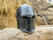 Casque médiéval Barbuta noir casque barbuta visière guerrier casque GN...