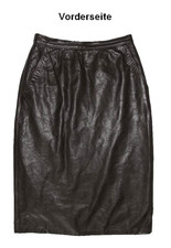 Jupe En Cuir À Genoux En Nappa Brun Foncé Environ Taille 36