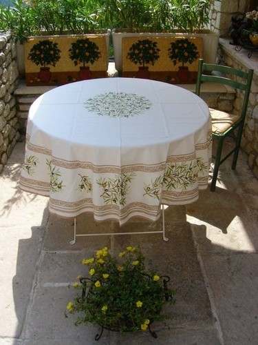 Nappe ronde coton enduit clos