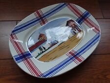 SARREGUEMINES ANCIEN PLAT EN FAIENCE MODELE RAMUNTCHO EPOQUE 1920 lg 31 cm