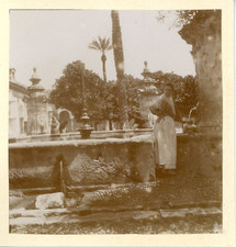 Espagne, parc, fontaine, lieu à identifer Vintage albumen print Tirage albumin