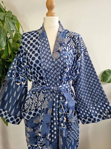 Robe longue kimono coton - en,