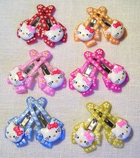 LOT de 2 BARRETTES PINCE à CHEVEUX CLIC CLAC Pâquerette CHAT KITTY ENFANT - CH23