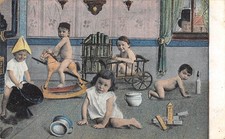 CPA FANTAISIE / REPRESENTANT DES BEBES / JEUX D'ENFANTS / CHEVAL EN BOIS
