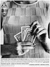 PUBLICITE ADVERTISING 115  1967  JIL tricot fil d'Ecosse SARTEL SCOTT jeu cartes