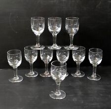 10 VERRE A VIN EN VERRE CISELE  CRISTALLERIES DE PORTIEUX ANCIEN HT 12.5 CM