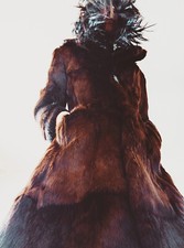 Manteau mi-long en fourrure de lapin brun foncé Vintage 60s 70s