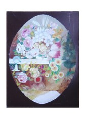 Tableau À Fleurs Ancien Ovale