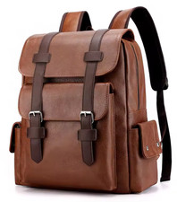 Sac à Dos Homme Cuir PU Élégant Ergonomique 34x12x38cm Grande Capacité Marron