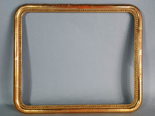 Cadre ancien à doucine +verre feuillure: 35x29 à 36x30 cm bois stuc doré C722