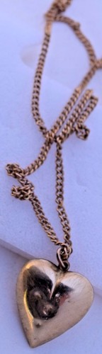 Puffy heart pendant chain - puffy,