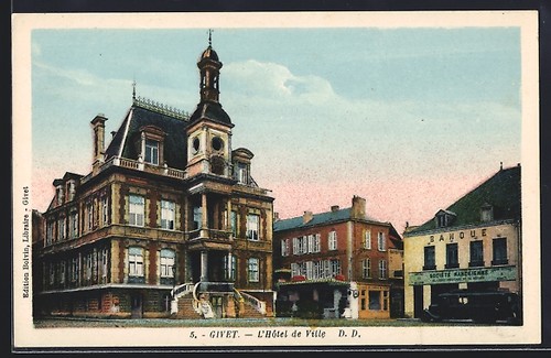 Cpa givet hôtel ville - cpa,