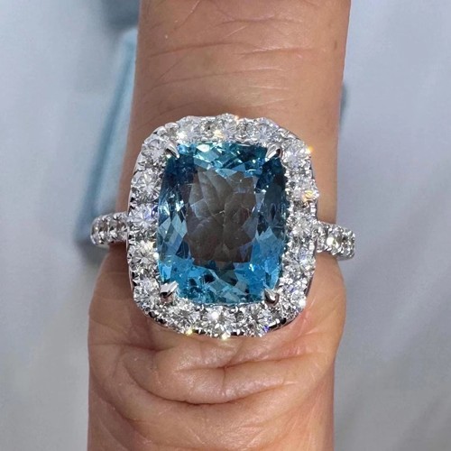 Bague diamant aigue-marine