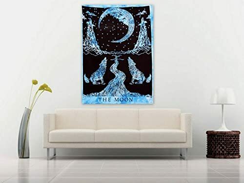 Tapisserie loup lune qui - tapisserie,