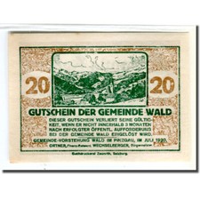 [#661903] Billet, Autriche, forêt dans le Pinzgau Sbg. Commune, 20 Heller, Bati