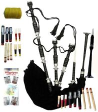 Highland Palissandre Cornemuse Complet Argent Supports Noir Avec Sac & Tutor