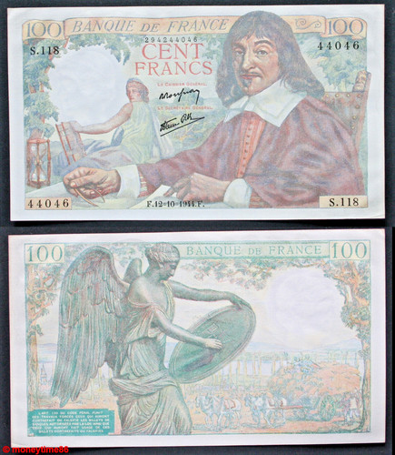 Billet 100 francs descartes - billet, de