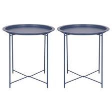 2x Bleu Marine Mat Rond Tables