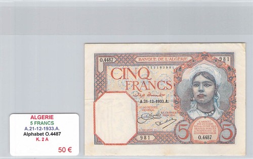 Billet algerie francs - 5,