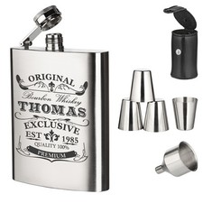 7-tlg. Inox Flasque à Whisky Set Incl. Gravure Motif Original-Exklusive
