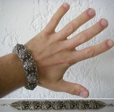 20.CM  MAGNIFIQUE BRACELET règlable ethnique berbère 36gr en Argent massif N°135