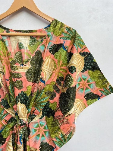 Handmade indian peach kaftan - peach,