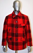 Vintage 50s JC HIGGINGS SEARS Red Plaid Wool Hunting Mackinaw Jacket Coat sz 38