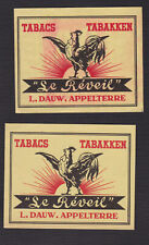 Ancienne  étiquette  de paquet Allumettes Belgique BN121846 Tabac Le Réveil Coq 