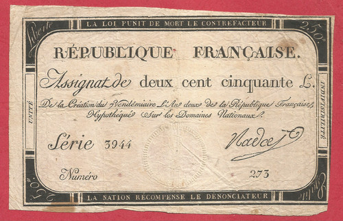 Assignat 250 livres - livres, 7