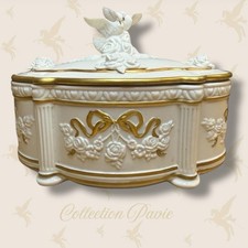 💎 Boîte à Bijoux Franklin Mint Fabergé – Imperial Snow Dove ❄️🕊️ 17x22 cm