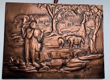 Plaque En Cuivre Repousser