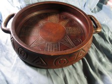 Très belle coupe à fruits en terre cuite  poterie arménienne en argile rouge.