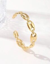 Bracelet Doré Or Femme Bijoux Acier Inoxydable Chaîne Grains De Café Ouvert