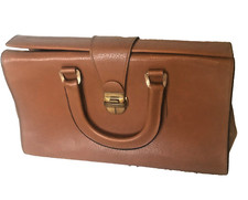 sac à main cartable simili cuir marron Vintage 1950 cinéma théatre