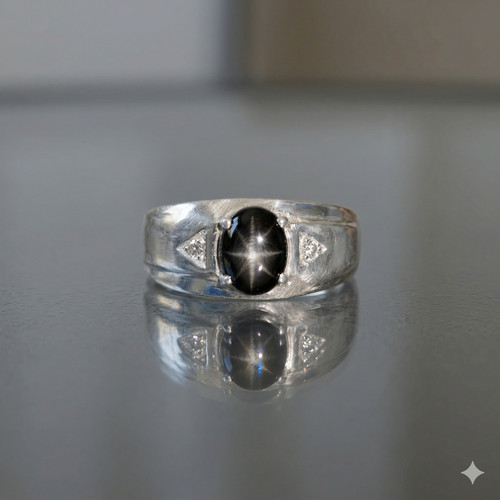 Bague saphir étoile noire