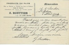 J. Bouttier - Foin et Paille - Le Lude (Sarthe) - 1914