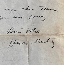 Henri MATISSE - Lettre autographe signée adressée à Francis Picabia (1920)