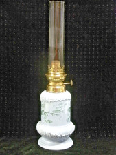 ?? RARE LAMPE PÉTROLE PORCELAINE LOUIS PHILIPPE BLEU DÉCOR POISSONS OIL LAMPE
