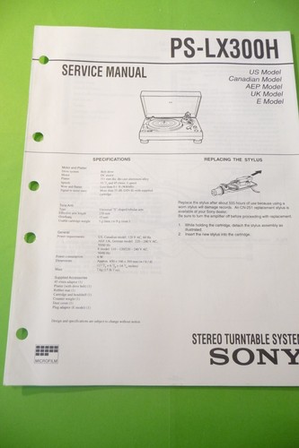 Manuel service pour - pour, sony