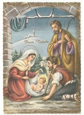 G. Galbiati Noël Carte Postale Religieuse Crèche Sainte Famille Berger Agneau